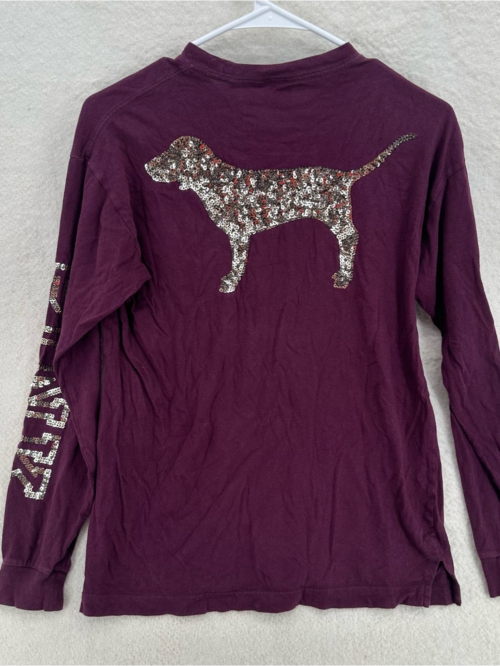 Sequin Y2K Style Victorias Secret Pink Maroon Long Sleeve Top